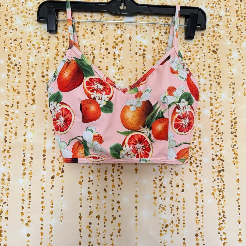 Kortni Jeane Pink Citrus Print Swim Camisole